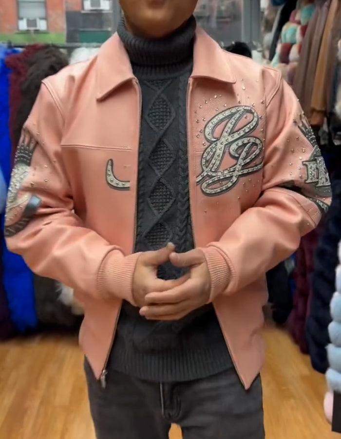 Pink Leather Casual Jacket