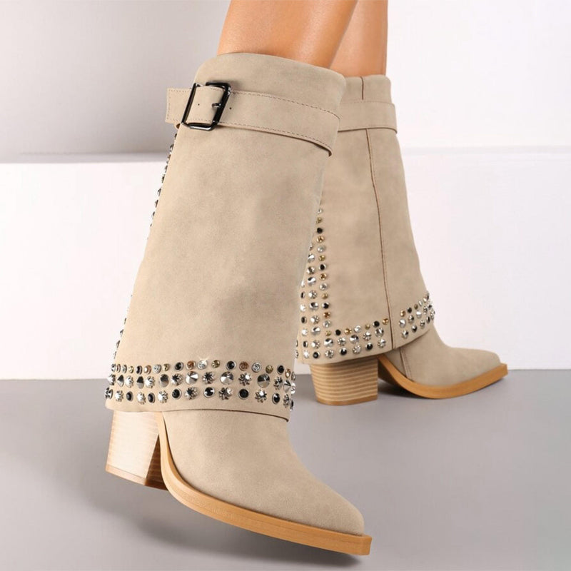 Glitter Block-Heeled Boots
