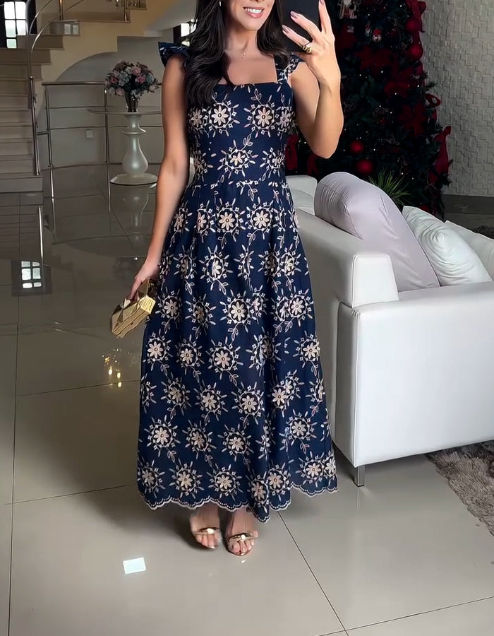 Blue Sun Print Dress