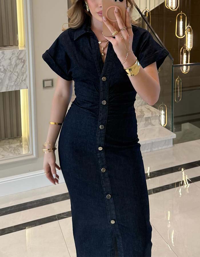Black Button Dress