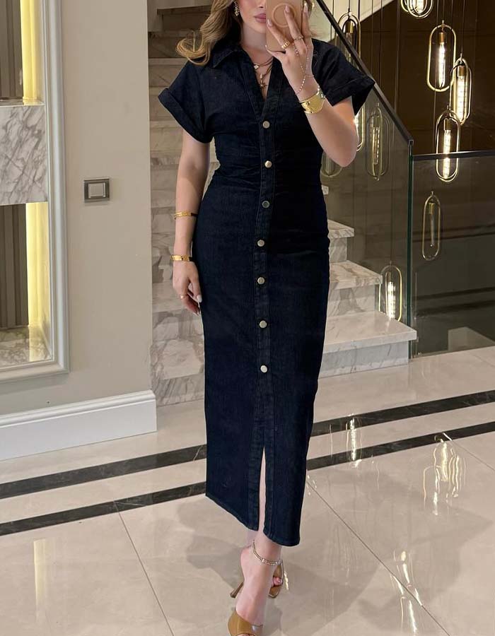 Black Button Dress