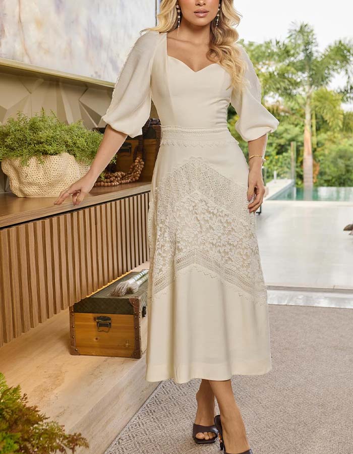 Lace Half-Sleeves Dress