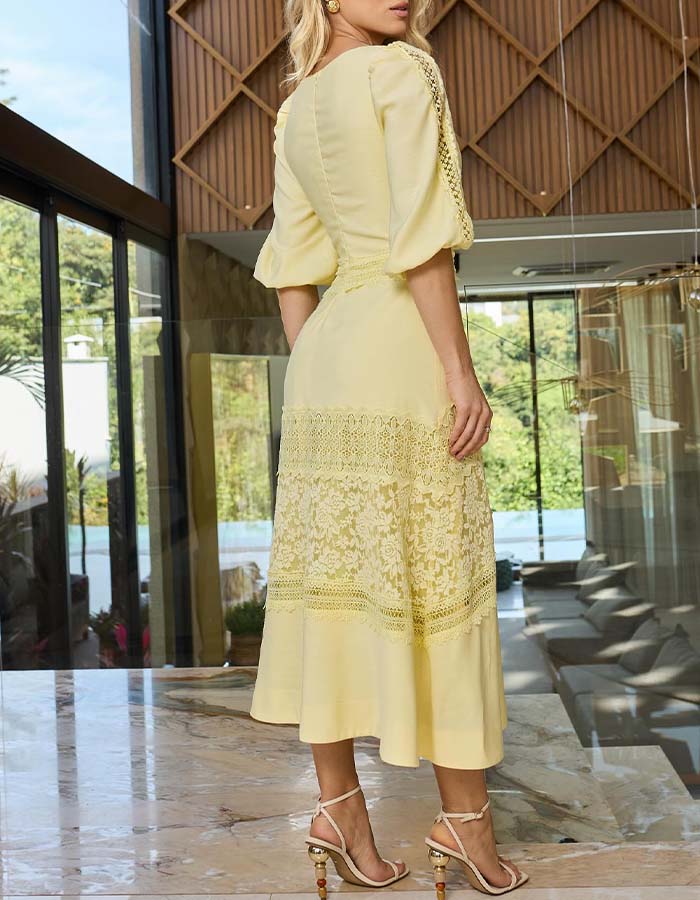 Lace Half-Sleeves Dress