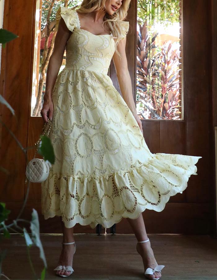 Cream Casual Dress