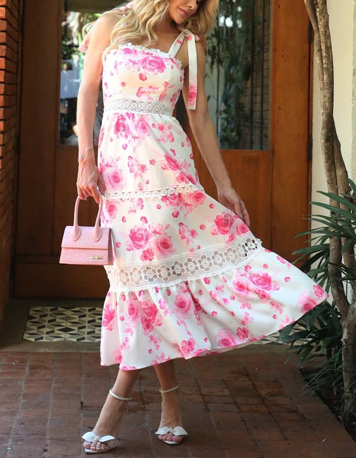 Pink Adjustable Strap Dress