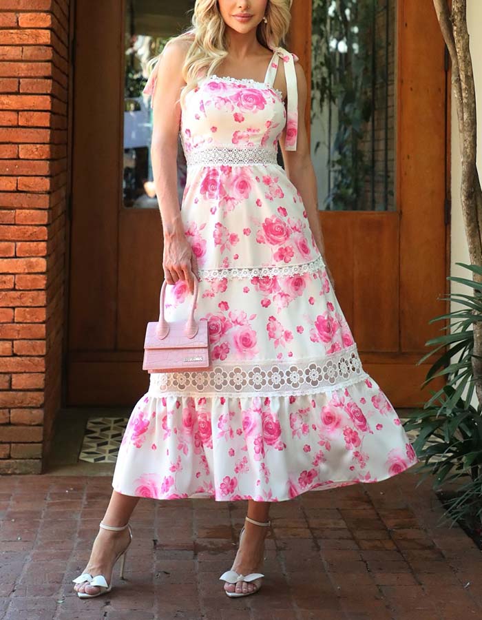 Pink Adjustable Strap Dress