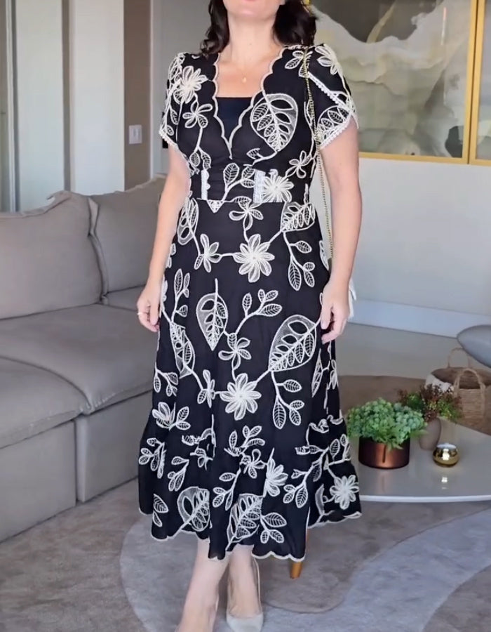 Black Lace Print Dress
