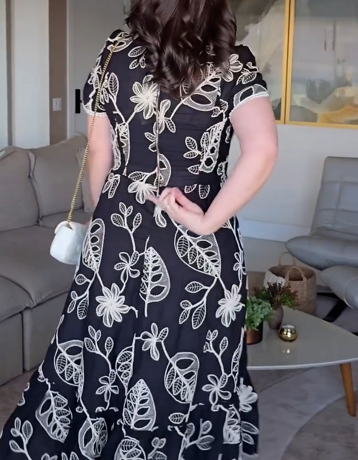 Black Lace Print Dress