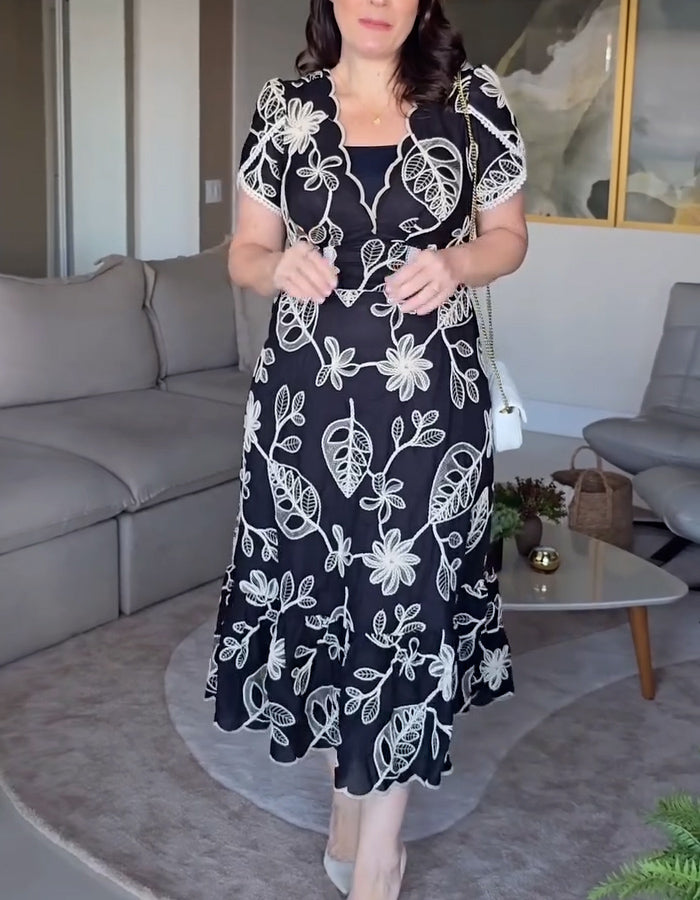 Black Lace Print Dress