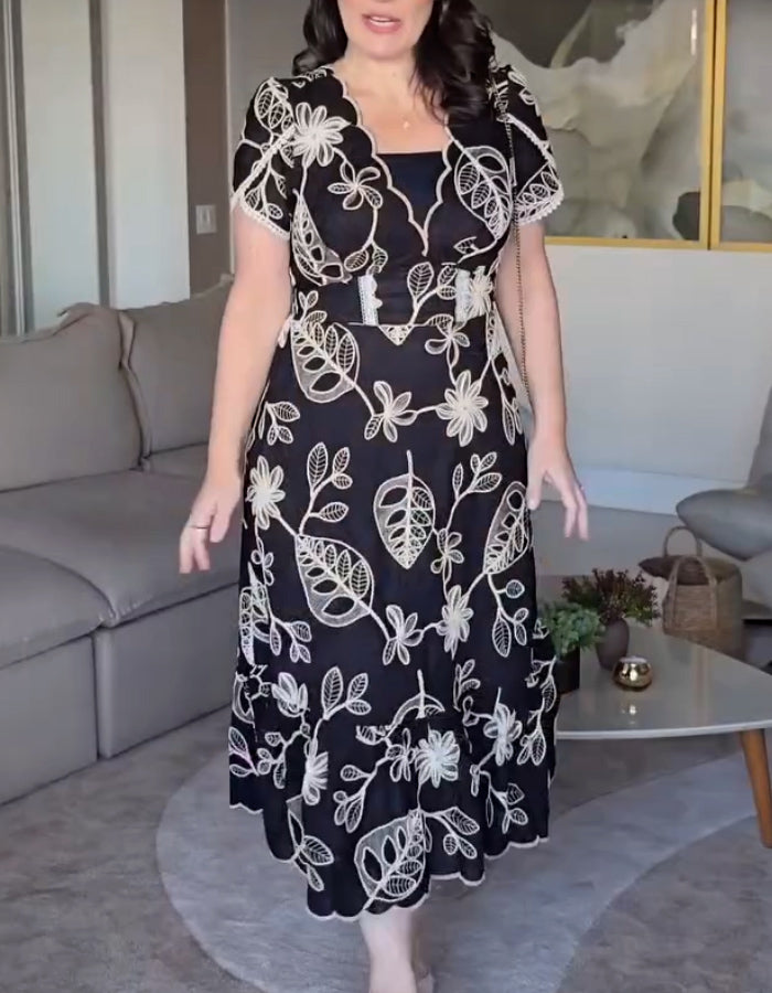 Black Lace Print Dress