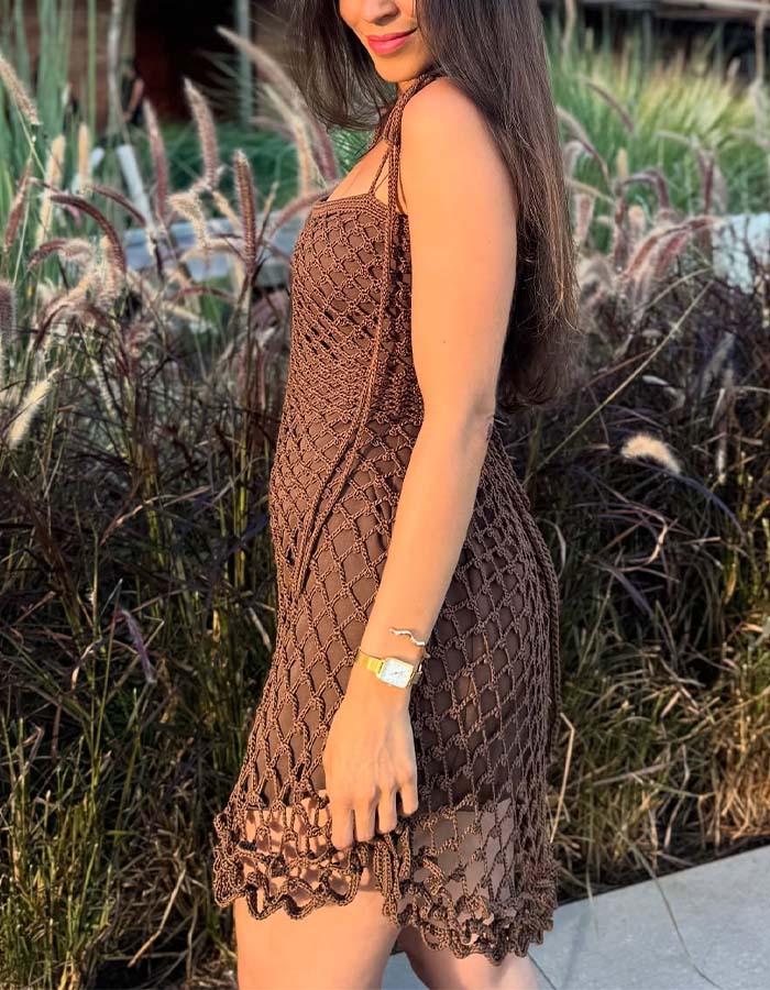 Brown Knit Mini Dress
