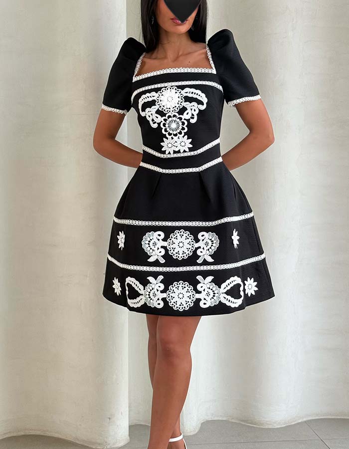 Embroidery Mini Dress