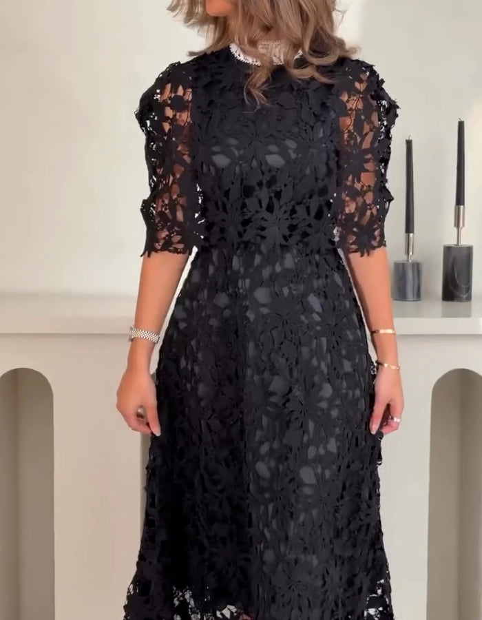 Black Lace Casual Dress