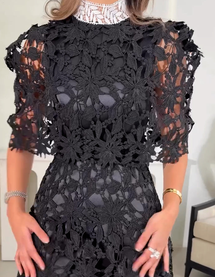 Black Lace Casual Dress