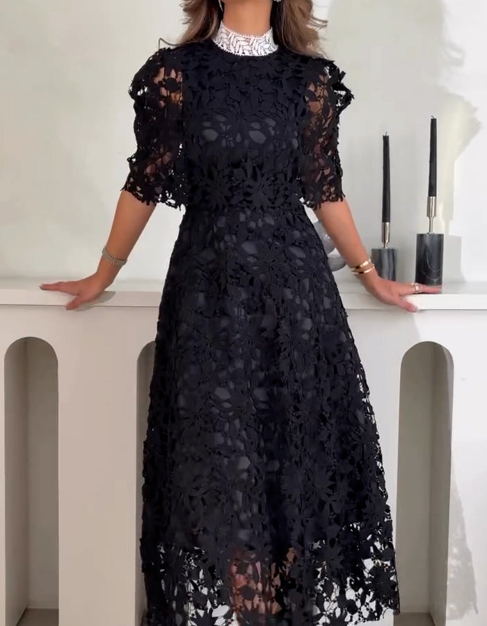 Black Lace Casual Dress