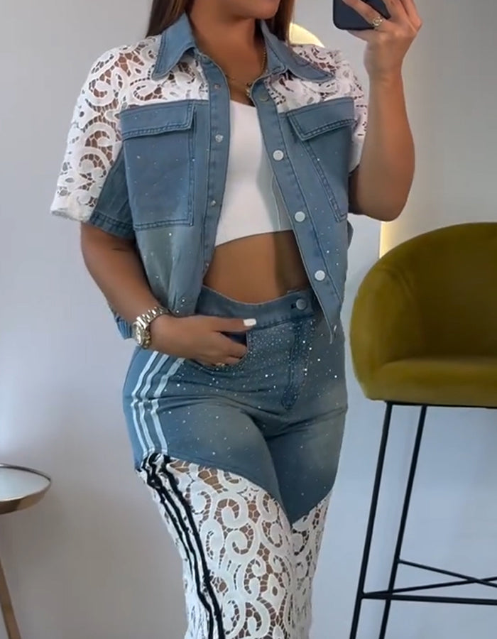 Denim Lace Patchwork Sets