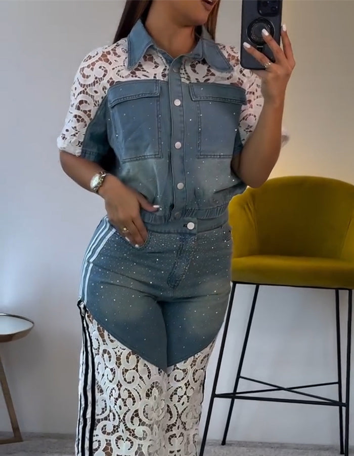 Denim Lace Patchwork Sets