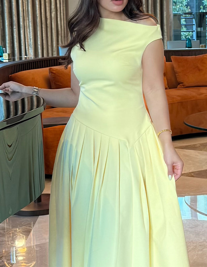 Cream One-Shoulder Dress