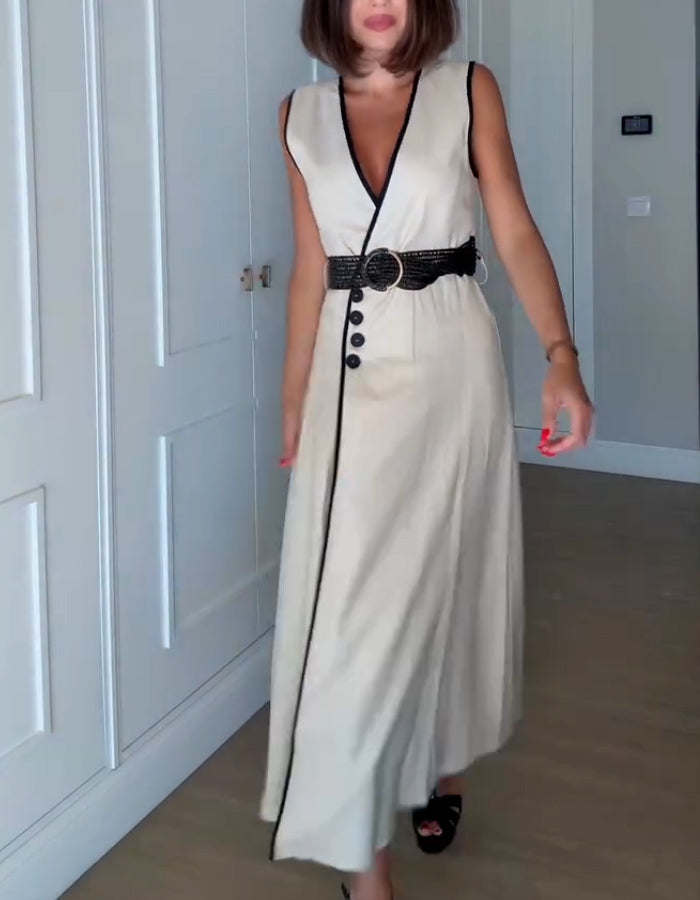 Beige Belt Dress