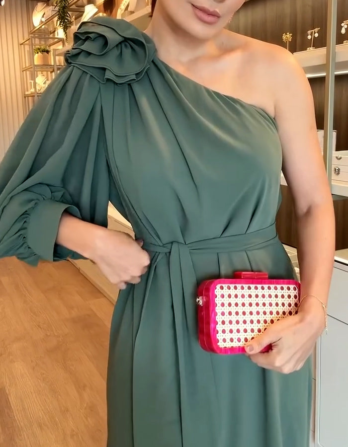 Flower One-Shoulder Dress
