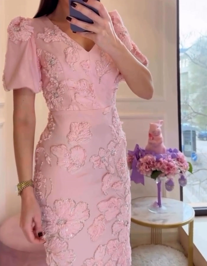 Pink Embroidered Dress