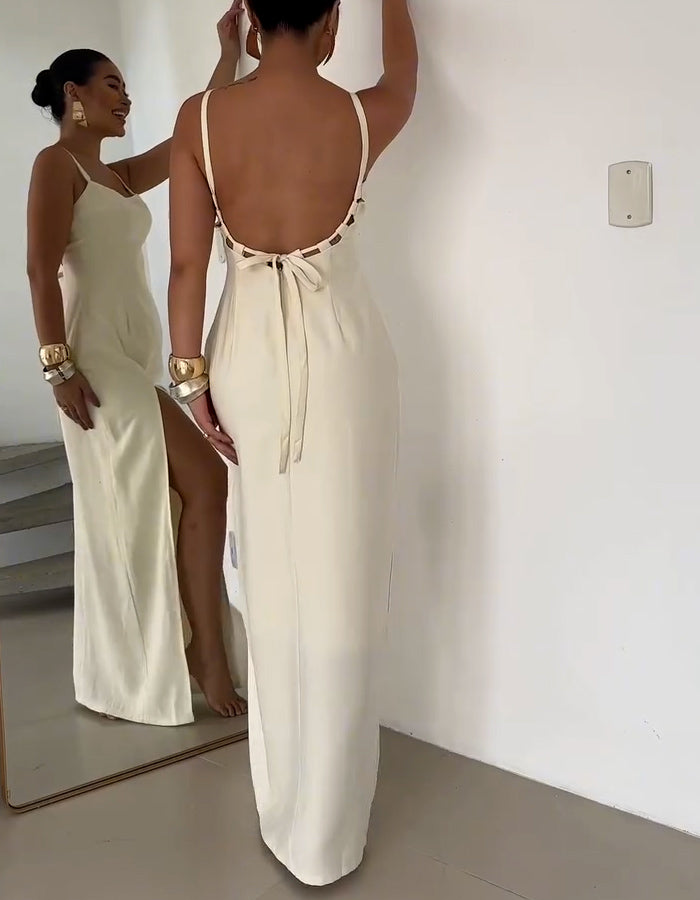 White Lace-Up Dress