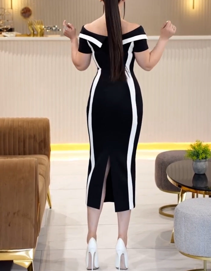Black-White Slim Dress
