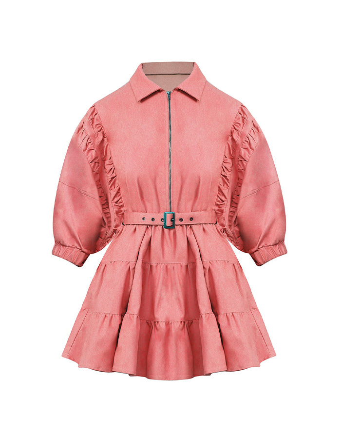 Pink Zipper Mini Dress