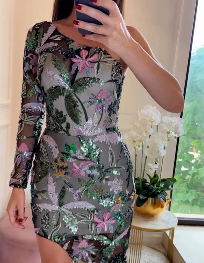 Irregular Sequins Slim Dress