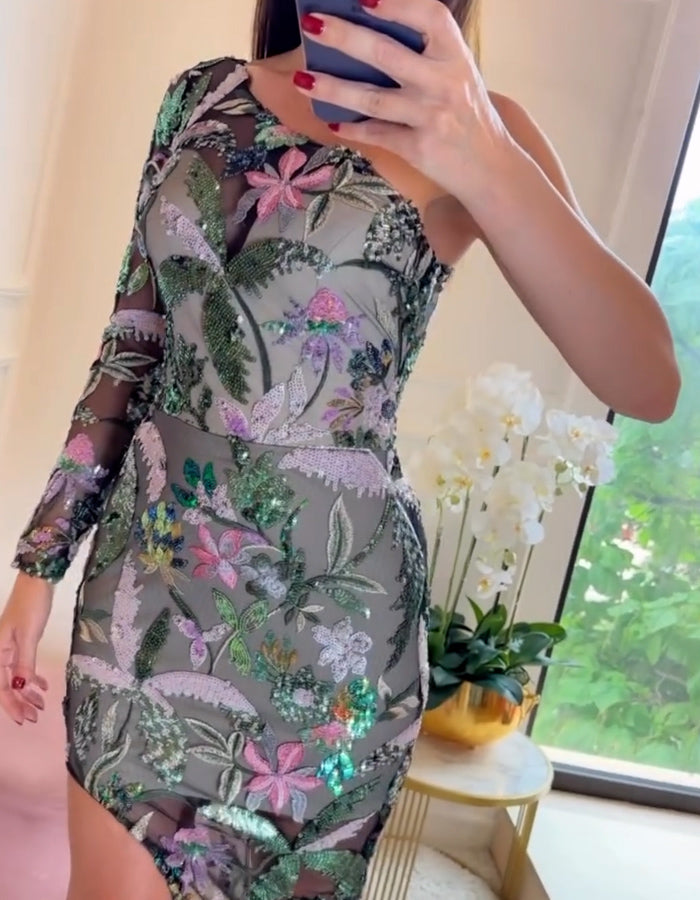 Irregular Sequins Slim Dress