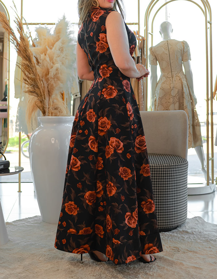Flower Printing Maxi Dress