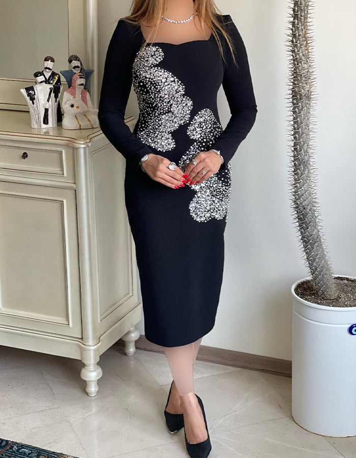 Black Rhinestone Dress