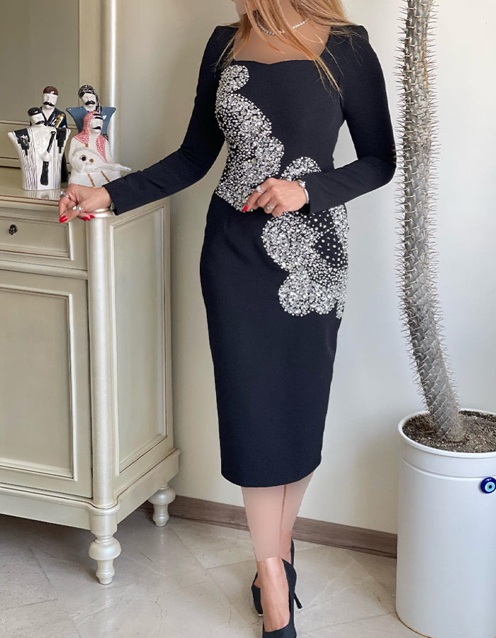 Black Rhinestone Dress