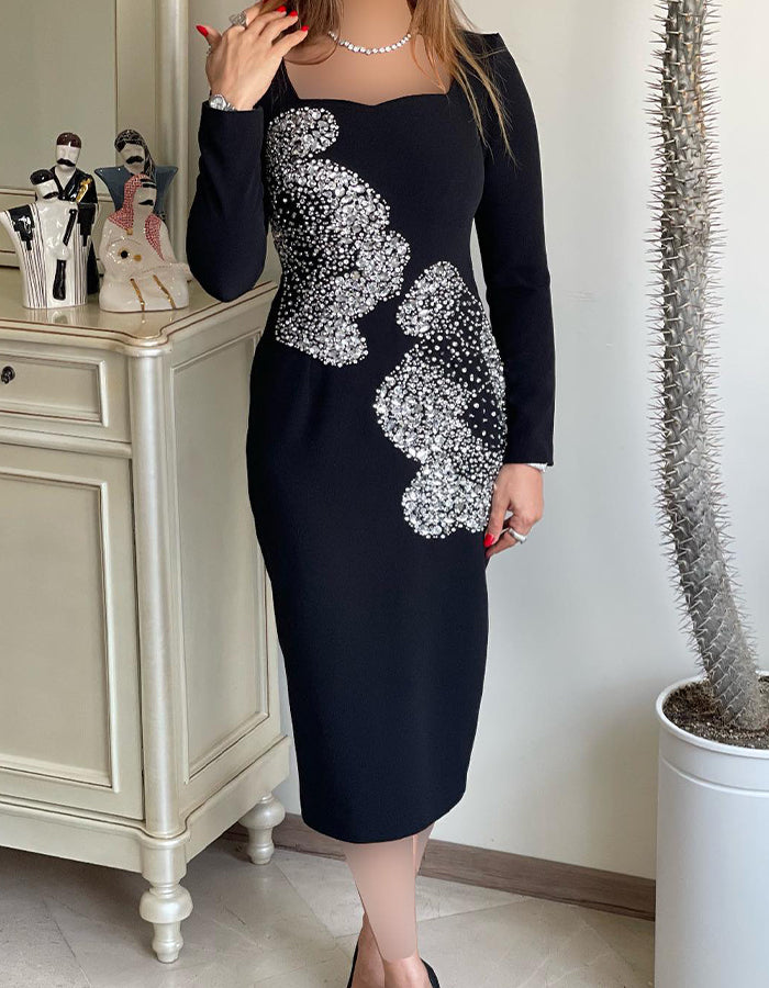 Black Rhinestone Dress