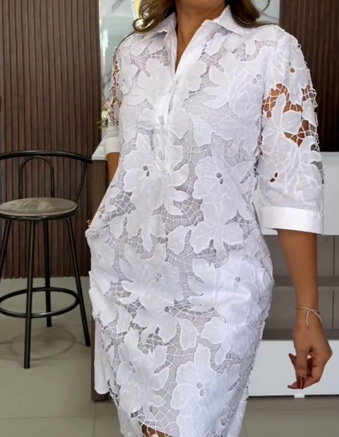 Embroidered Shirt Dress