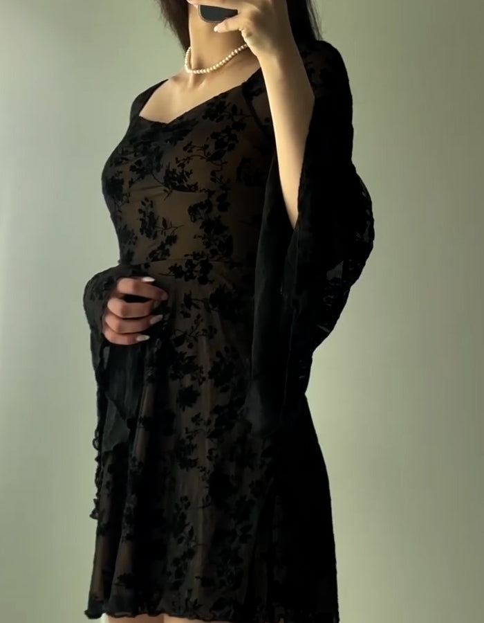 Lace Bell-Sleeve Dress