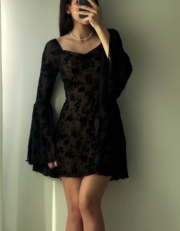 Lace Bell-Sleeve Dress