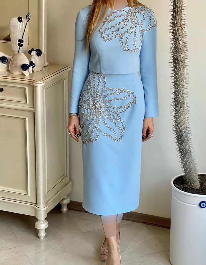 Rhinestone Flowers Casual Dress