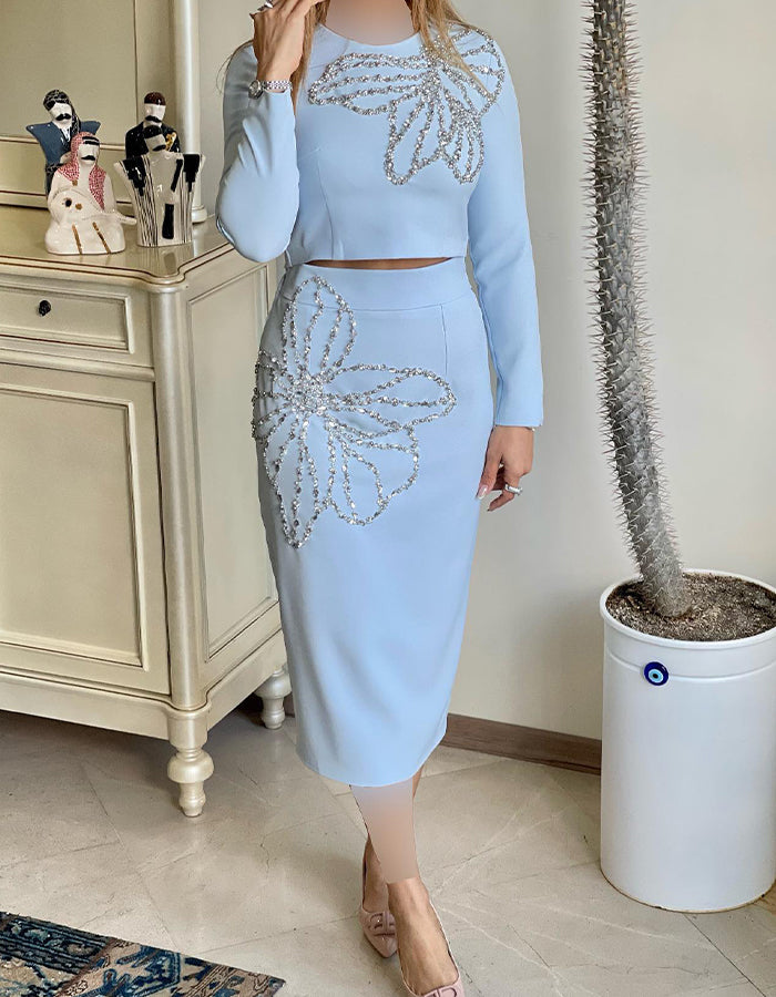 Rhinestone Flowers Casual Dress