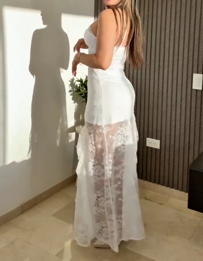 White Lace Patchwork Dress
