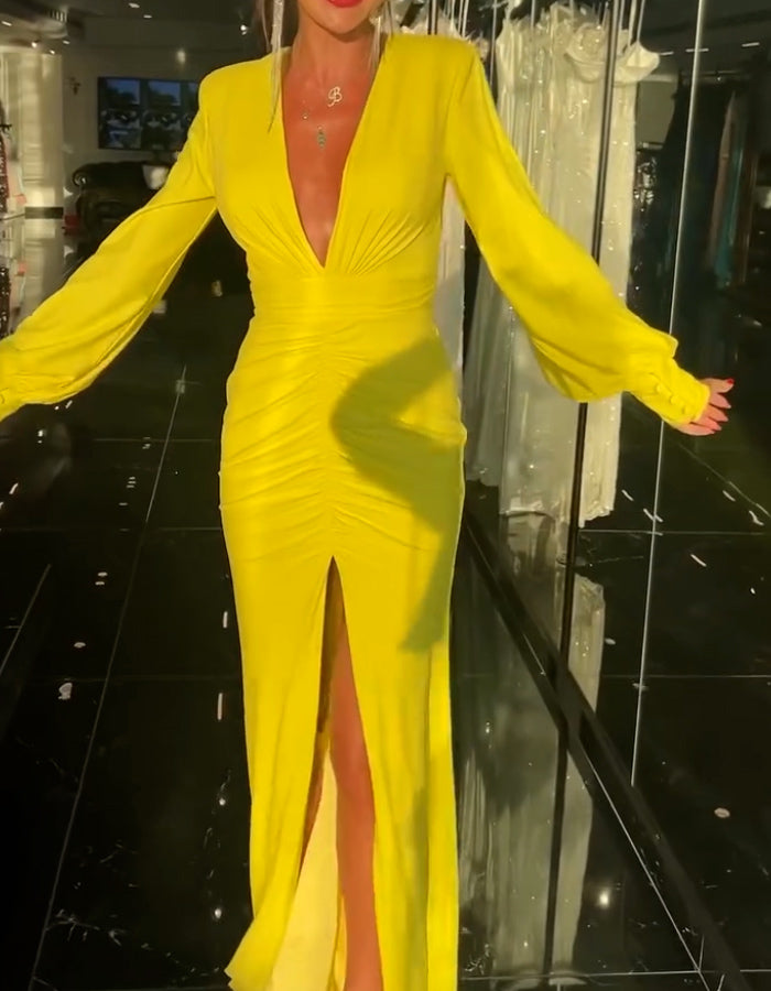 Yellow Party Slim Dress