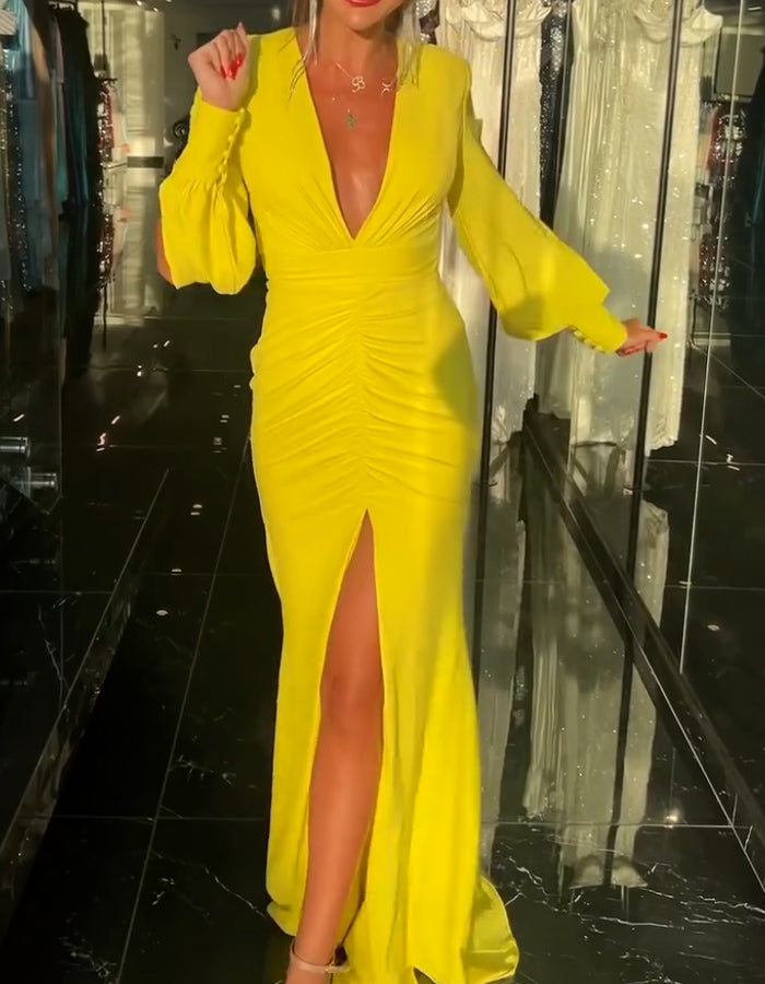 Yellow Party Slim Dress