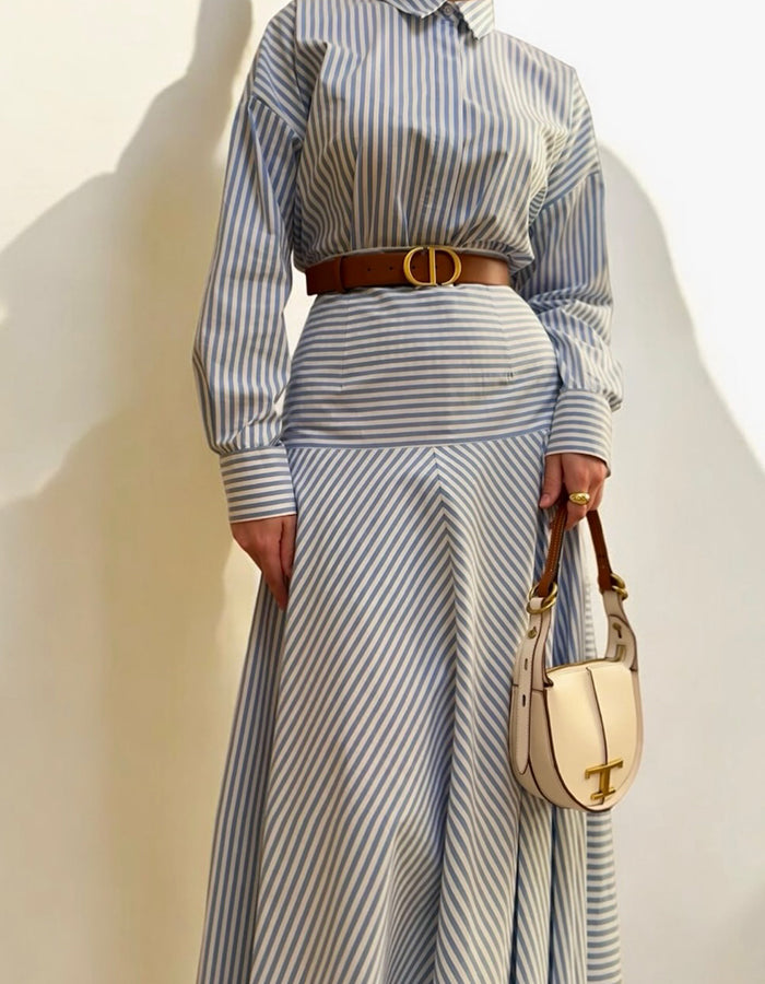 Blue Striped Casual Dress