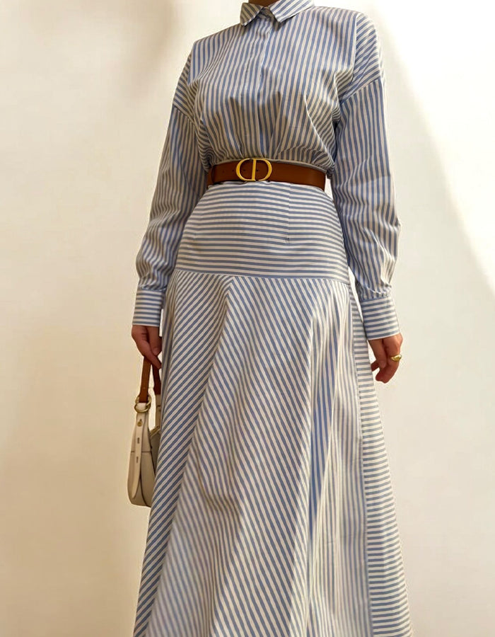 Blue Striped Casual Dress
