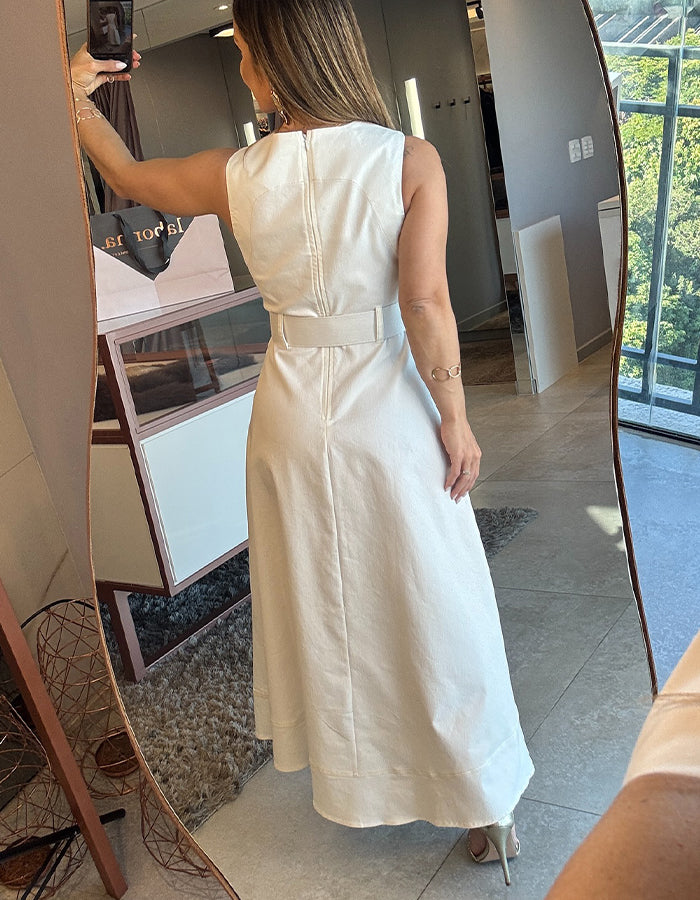White With Belt Dress