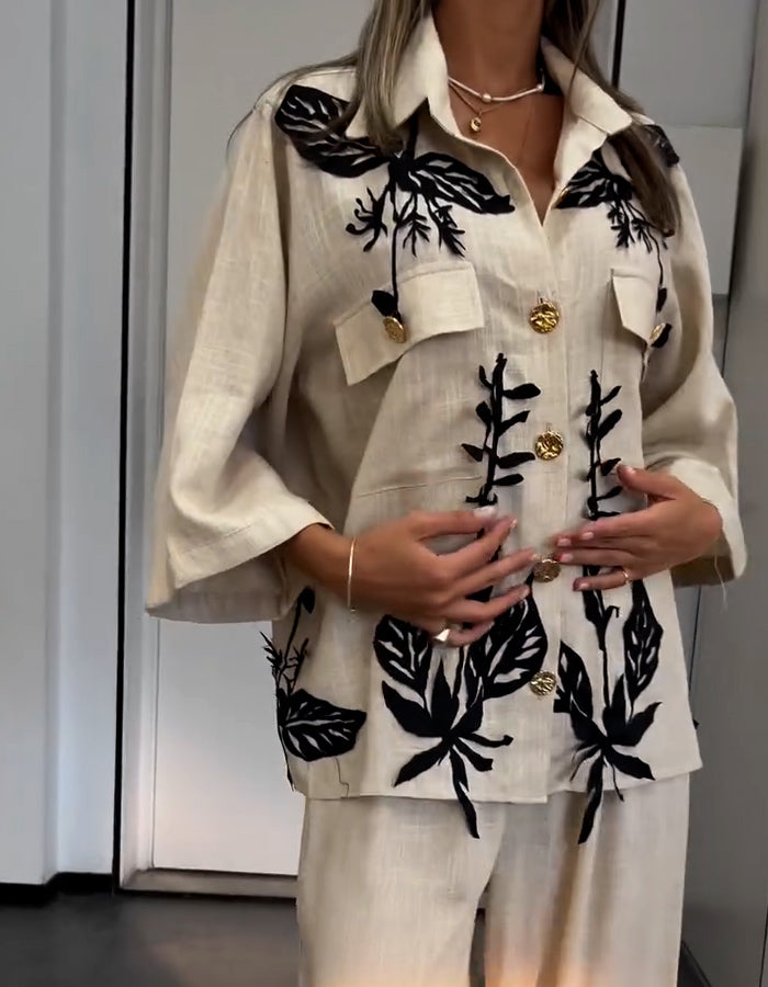 Beige Loose Flower Dress