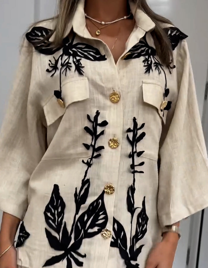 Beige Loose Flower Dress