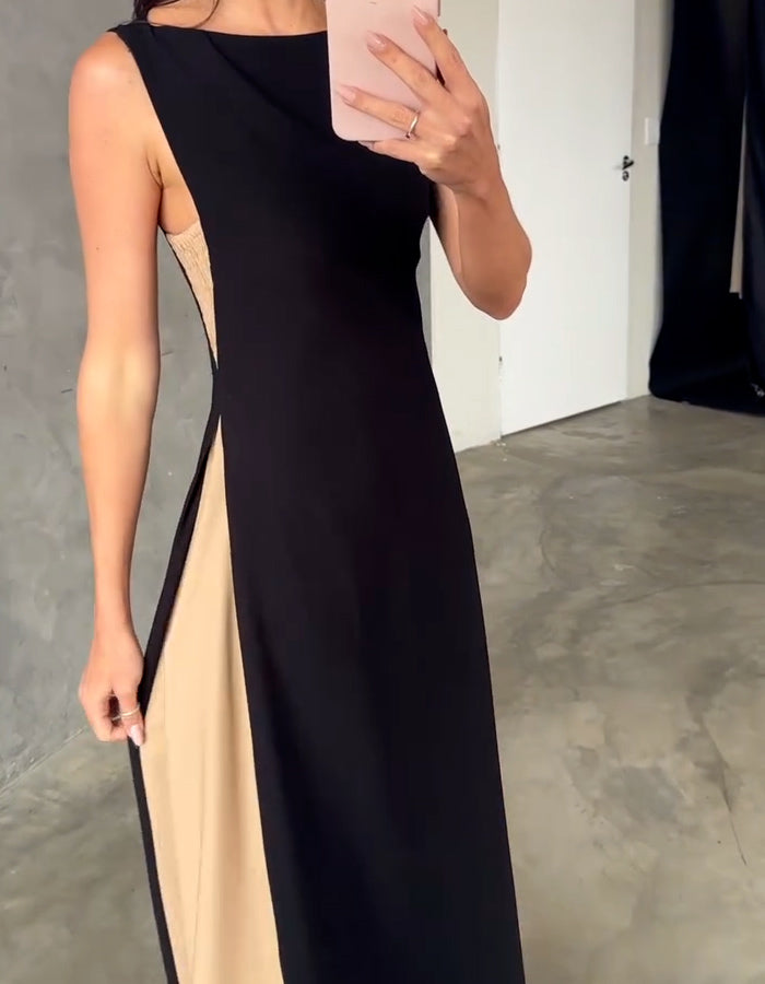 Spliced Sleeveless Dress