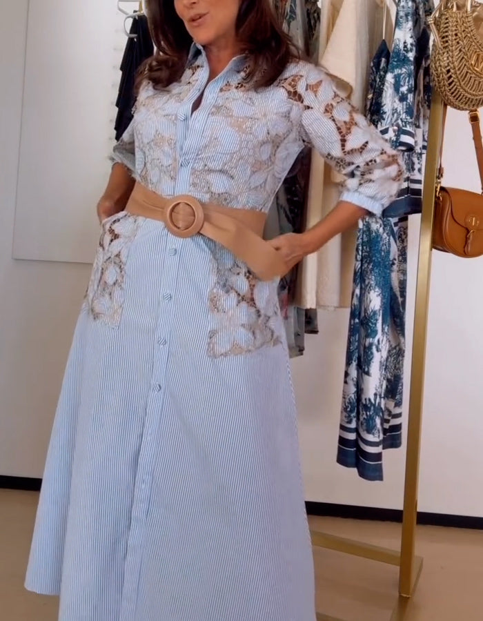 Elegant Blue Shirt Dress