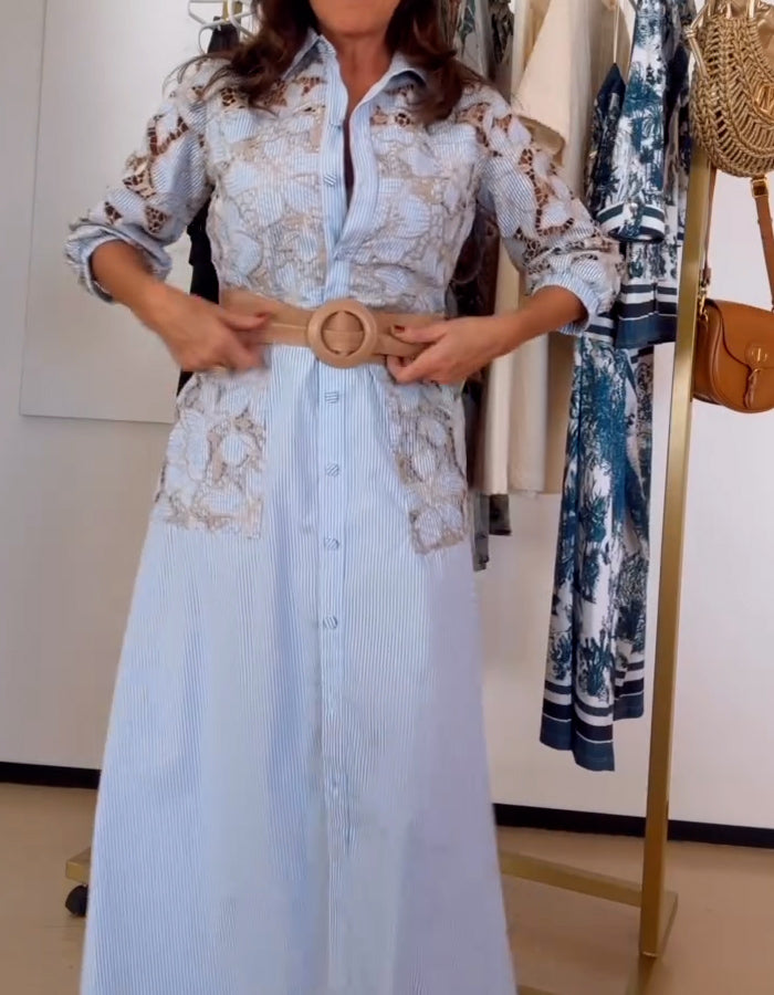 Elegant Blue Shirt Dress